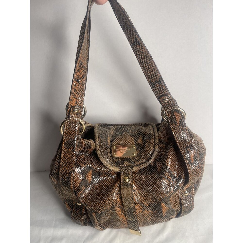 Michael Kors B-0907 Python Emboss Leather Satchel‎